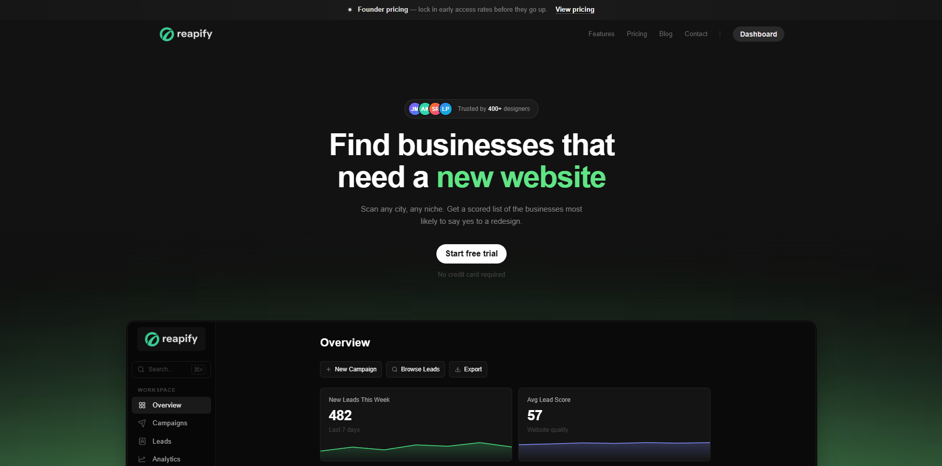 Reapify — Lead-gen SaaS built for website builders