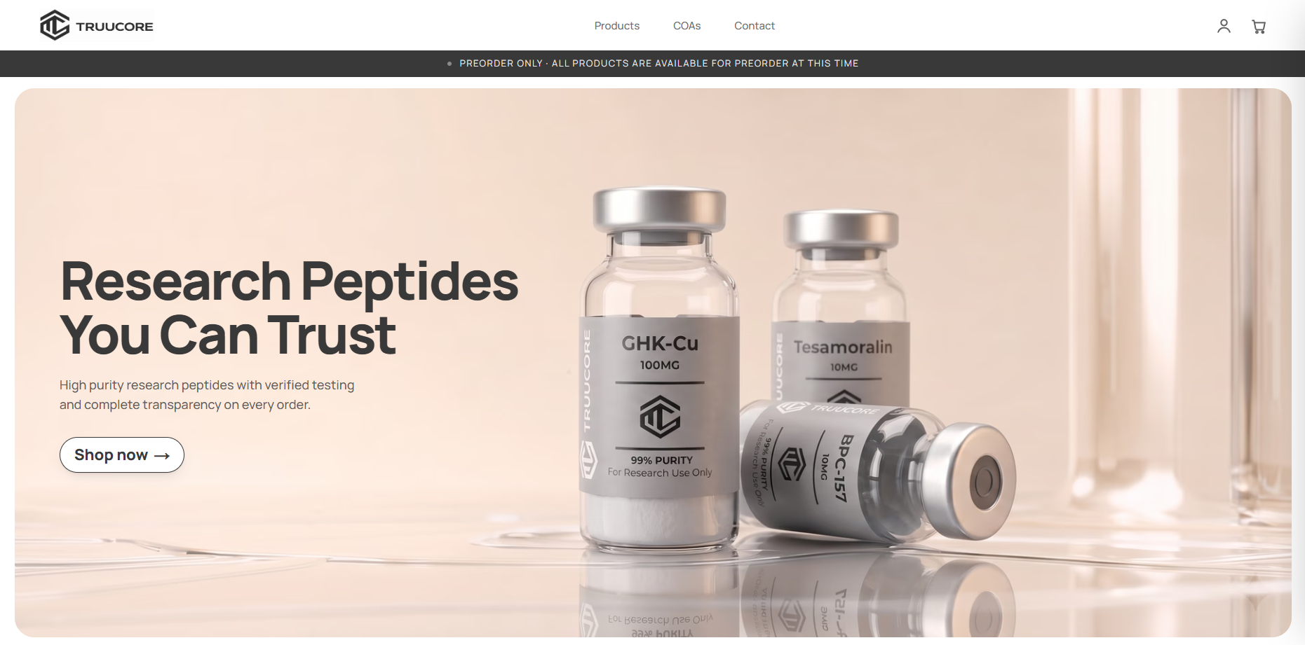 Truucore — Direct-to-consumer storefront for a peptide brand